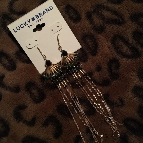 LB Gold Bead Fringe Earrings - Picture 2 of 4